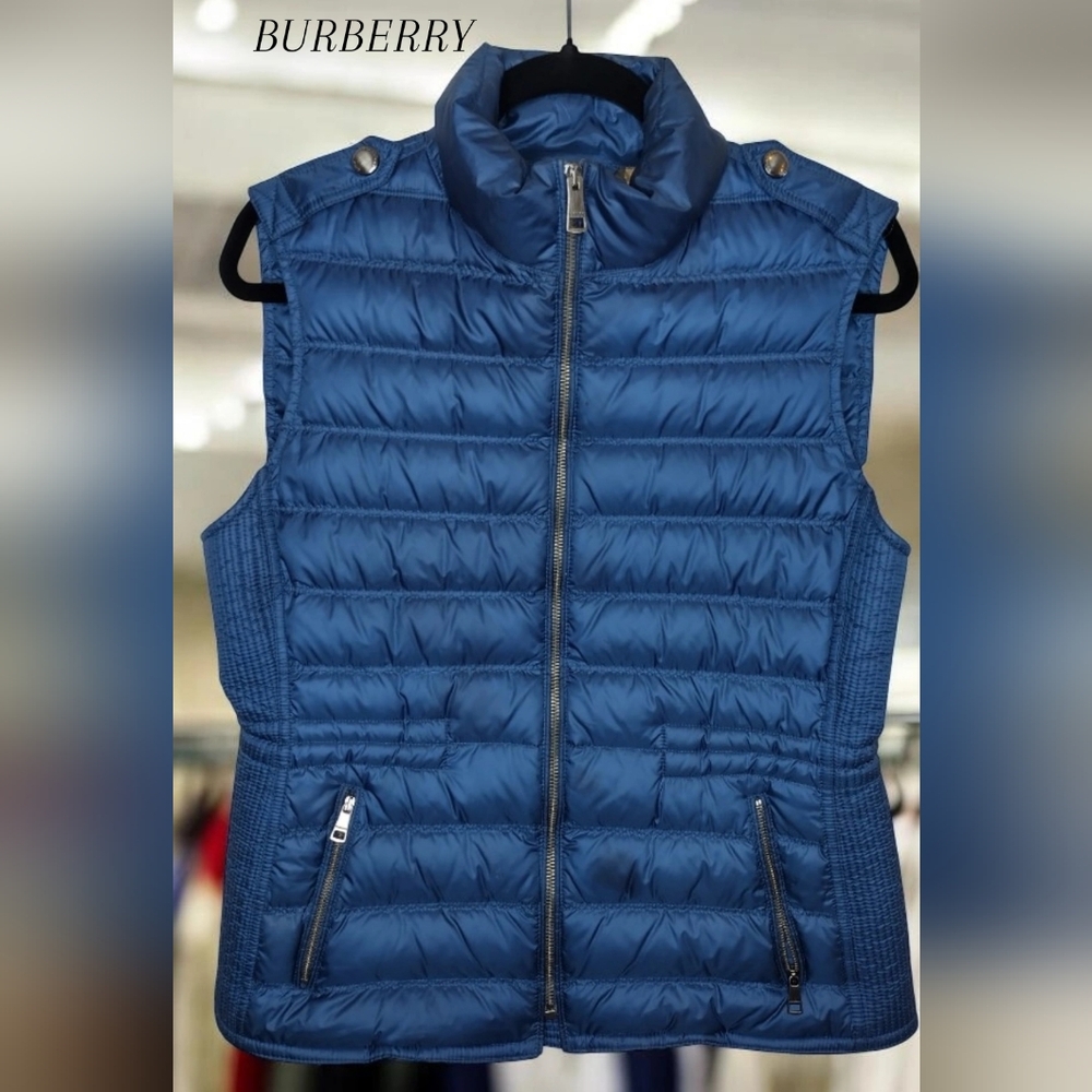 EUC! Burberry Navy Blue Quilted Sleeveless Puffer Vest